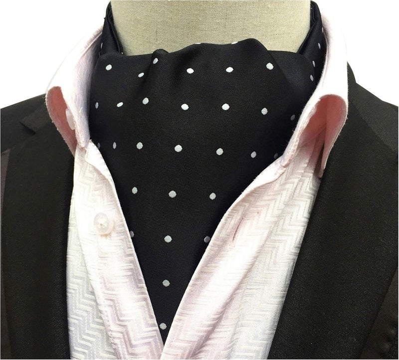 Secdtie Men's Polka Dot Plaid Silk Cravat Ties Jacquard Woven Casual Ascot - Image 3