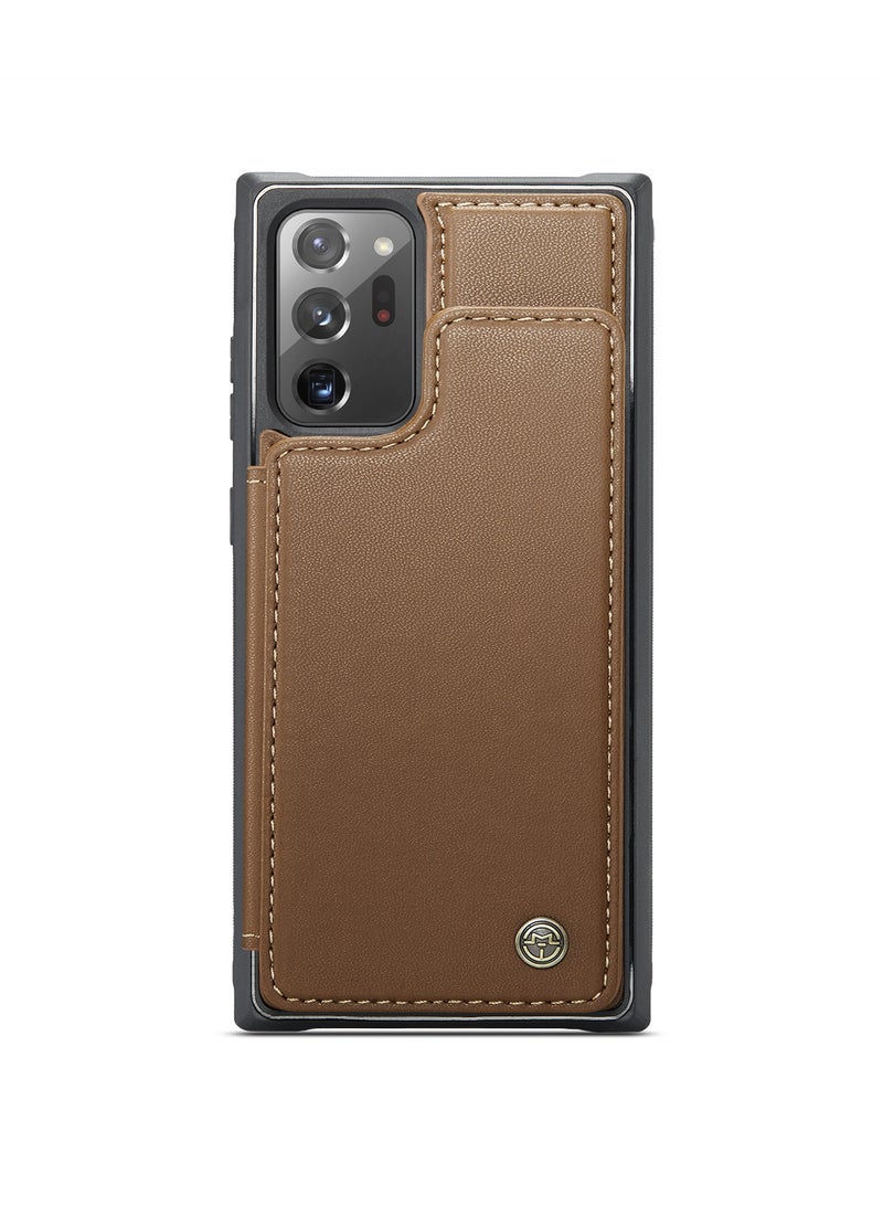 CaseMe Wallet Case for Samsung Galaxy Note 20 Ultra, Premium Handmade Durable PU Leather Slim Shockproof Case with [Double Magnetic Clasp] [Card Holder] [Kickstand] [RFID Blocking] (Brown) - Image 3