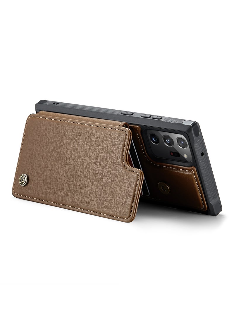 CaseMe Wallet Case for Samsung Galaxy Note 20 Ultra, Premium Handmade Durable PU Leather Slim Shockproof Case with [Double Magnetic Clasp] [Card Holder] [Kickstand] [RFID Blocking] (Brown) - Image 5