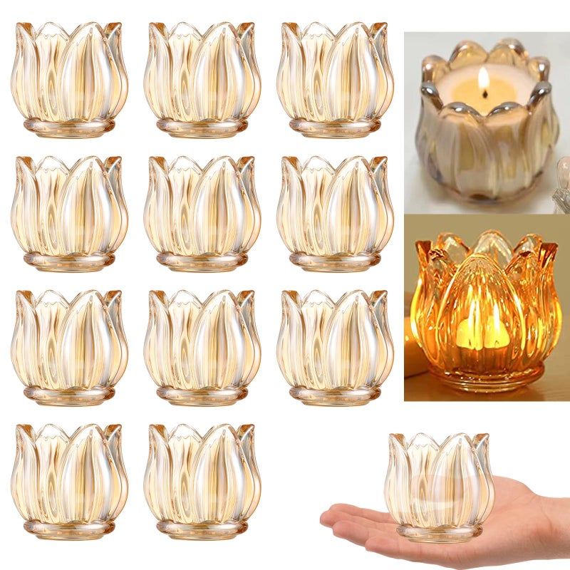 GOLDEAL 24Pcs Gold Votive Candle Holders, Thick Glass Tea Light Candle Holder Bulk, Tealight Candle Jars for Wedding Table Decor, Party Supplies, Bridal Shower Decorations, Centerpieces for Tables - Image 1