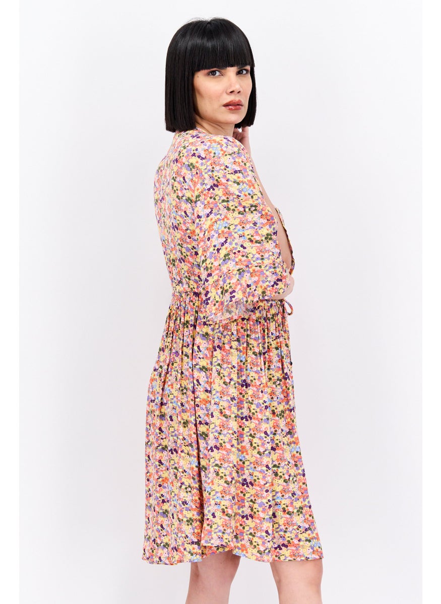 Scotch & Soda Women Allover Printed Midi Dress, Yellow  - Image 2