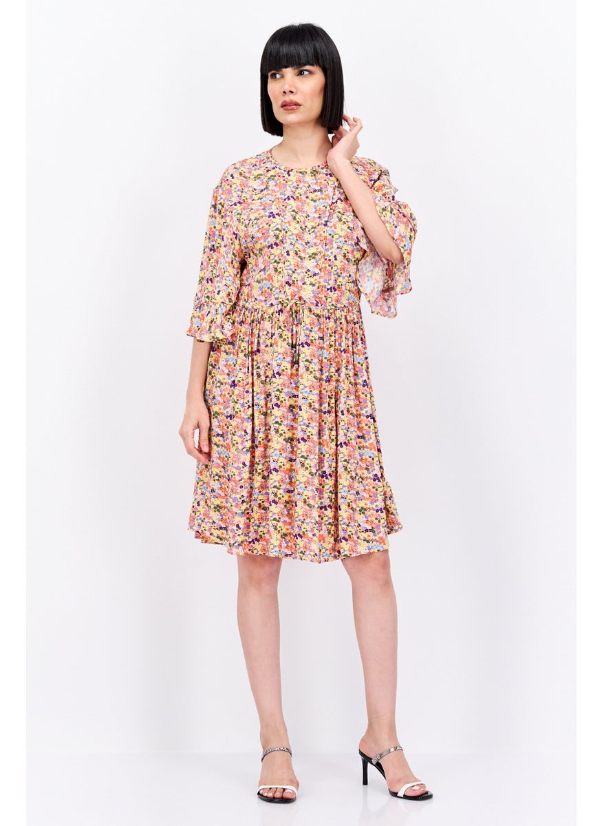 Scotch & Soda Women Allover Printed Midi Dress, Yellow  - Image 4