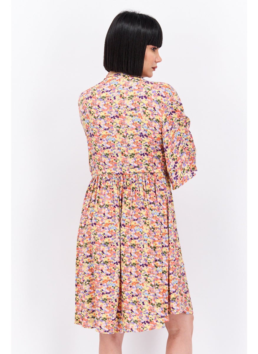 Scotch & Soda Women Allover Printed Midi Dress, Yellow  - Image 3