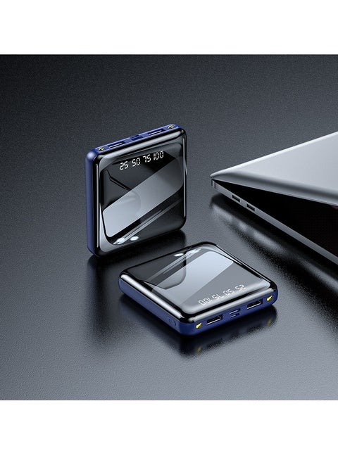 Mini full-screen power bank 20000 mAh ultra-thin compact portable large capacity fast charging power bank (blue)