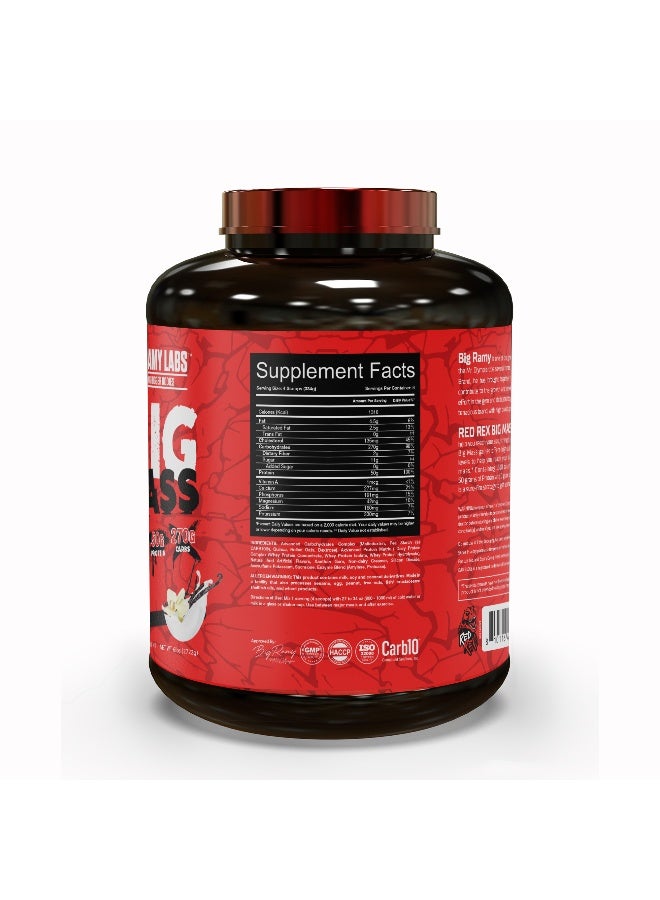 RED REX Big Mass Gainer Powder - Vanilla Flavor - 6lb (2.72kg) - 50 g Protein Per Serving - 8 Servings - for Muscle Growth & Recovery - Image 2