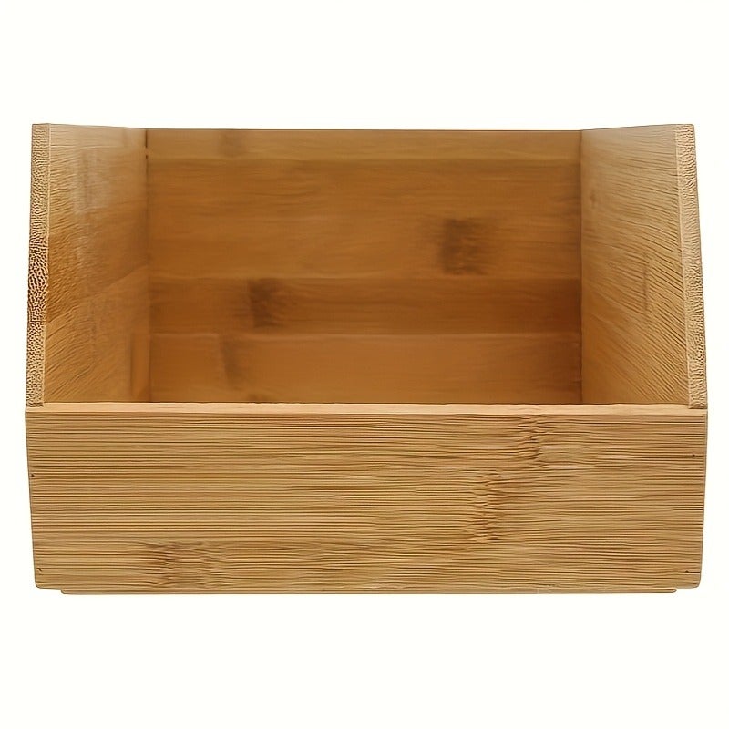 1pc Bamboo Storage Box, Stackable Organizer, Kitchen Storage Box, Desktop Organizer, Storage Bin, Natural Wood End, Suitable for Organizing Office And Bedroom Clutter, a Great Helper for Home Storage for - Image 1