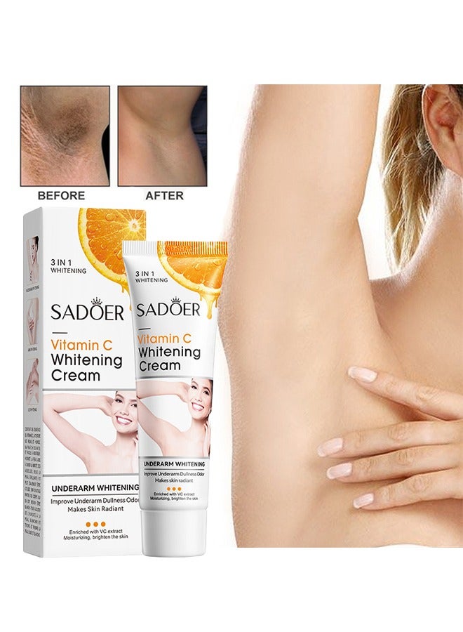 SADOER Vitamin C Whitening Cream - Vitamin C Underarm Whitening And Moisturizing Cream, Elbow Curve Joints Melanin Brighten Skin Tone Improve Dullness Glow Whitening Cream 50G - Image 1