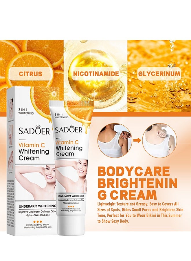 SADOER Vitamin C Whitening Cream - Vitamin C Underarm Whitening And Moisturizing Cream, Elbow Curve Joints Melanin Brighten Skin Tone Improve Dullness Glow Whitening Cream 50G - Image 3