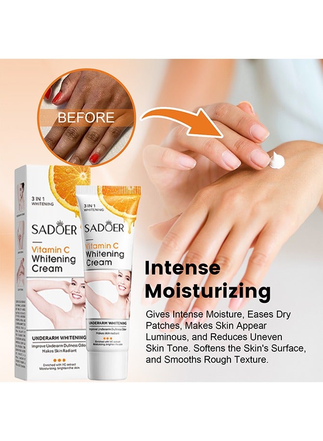 SADOER Vitamin C Whitening Cream - Vitamin C Underarm Whitening And Moisturizing Cream, Elbow Curve Joints Melanin Brighten Skin Tone Improve Dullness Glow Whitening Cream 50G - Image 5