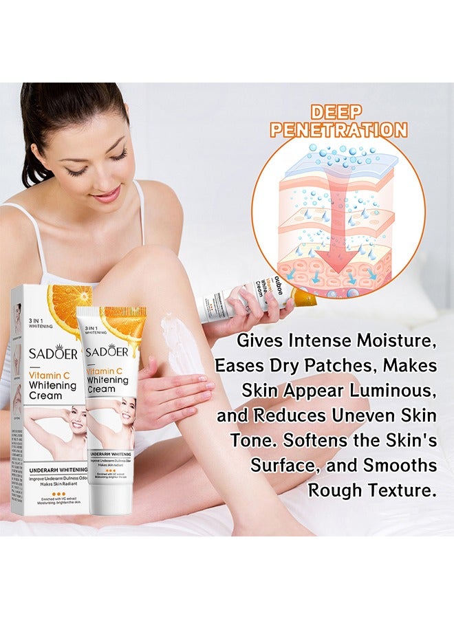 SADOER Vitamin C Whitening Cream - Vitamin C Underarm Whitening And Moisturizing Cream, Elbow Curve Joints Melanin Brighten Skin Tone Improve Dullness Glow Whitening Cream 50G - Image 4