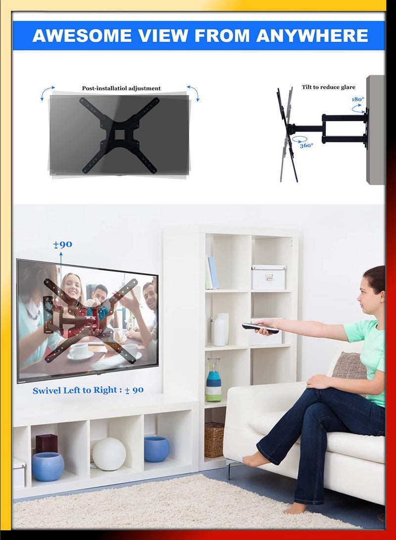 DBLEW Wall Mount TV Stand Holder Full Motion Swivel and Tilt for 14-55 Inch Monitors And Televisions LCD LED Long Arm Swivel Bracket Flat Screen Panel - Image 3
