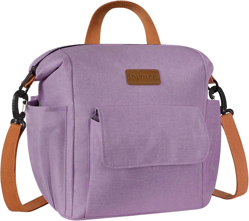 Joymee Lunch Bag Women Insulated Lunch Box Reusable Leakproof Large Spacious Cooler Tote for Women Men Adult with Bottle Holder and Side Pockets for Work Office Travel Picnic -08 Purple - Image 1