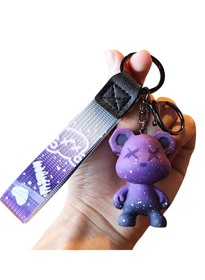 SYOSI Women Men Girl Boy Cute Bear Keychain - Gradient Color Resin Keychain Easy to Carry Cute Animal Pendant Metal Key Ring - Image 1