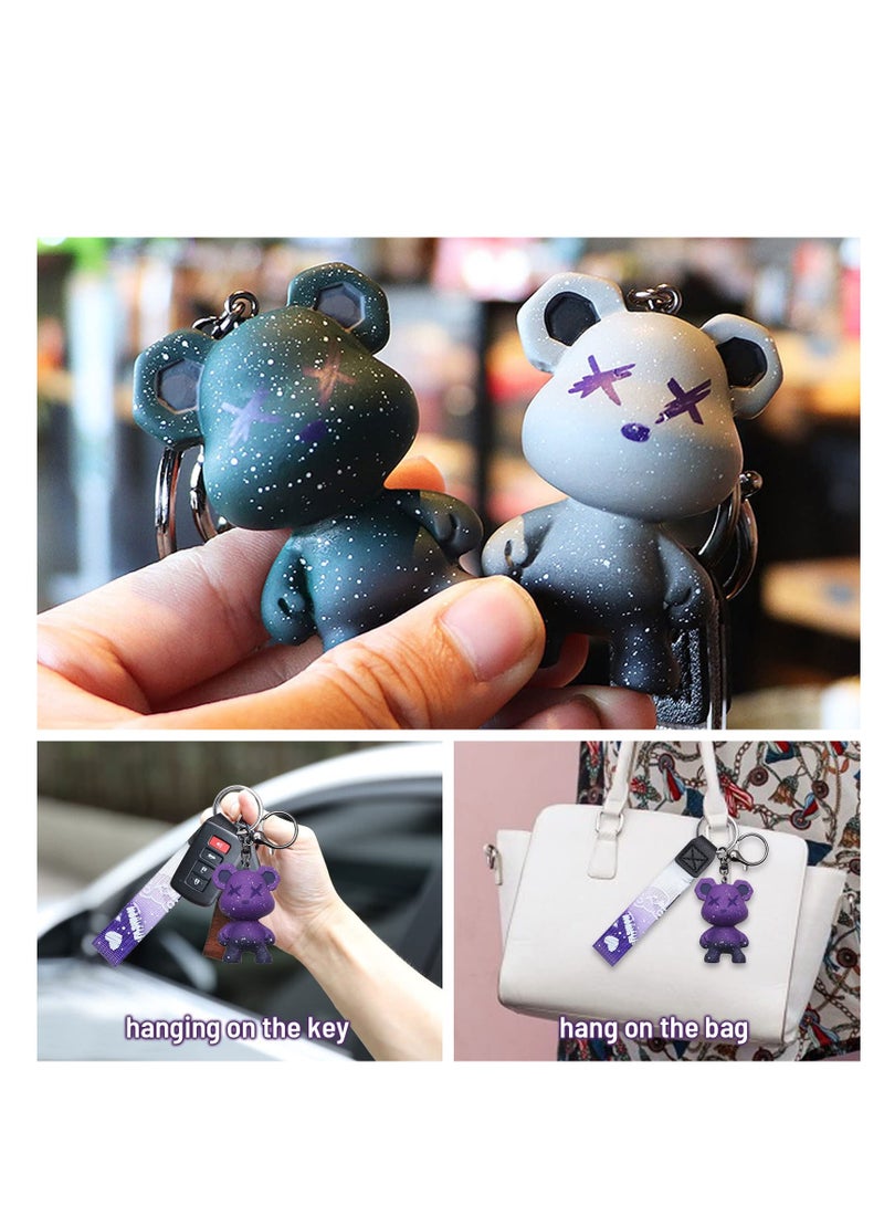SYOSI Women Men Girl Boy Cute Bear Keychain - Gradient Color Resin Keychain Easy to Carry Cute Animal Pendant Metal Key Ring - Image 4