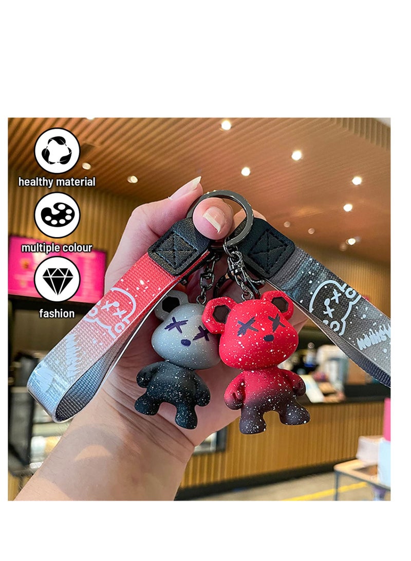 SYOSI Women Men Girl Boy Cute Bear Keychain - Gradient Color Resin Keychain Easy to Carry Cute Animal Pendant Metal Key Ring - Image 3