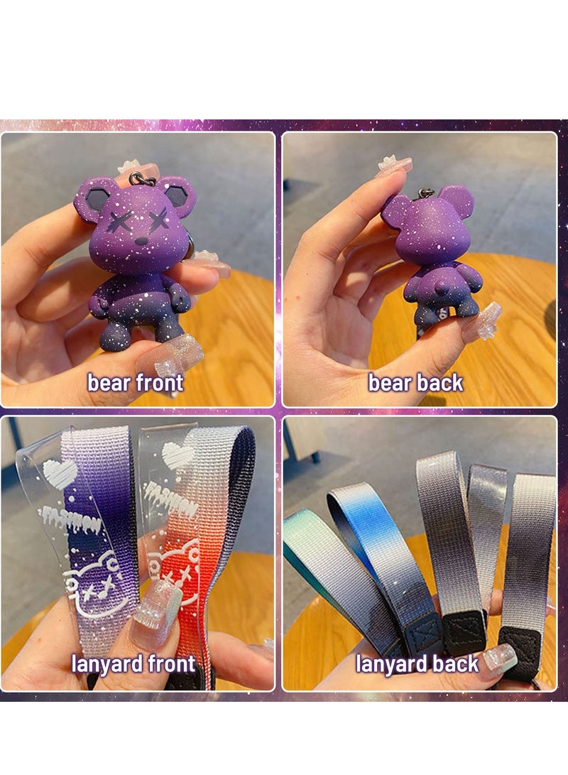 SYOSI Women Men Girl Boy Cute Bear Keychain - Gradient Color Resin Keychain Easy to Carry Cute Animal Pendant Metal Key Ring - Image 5