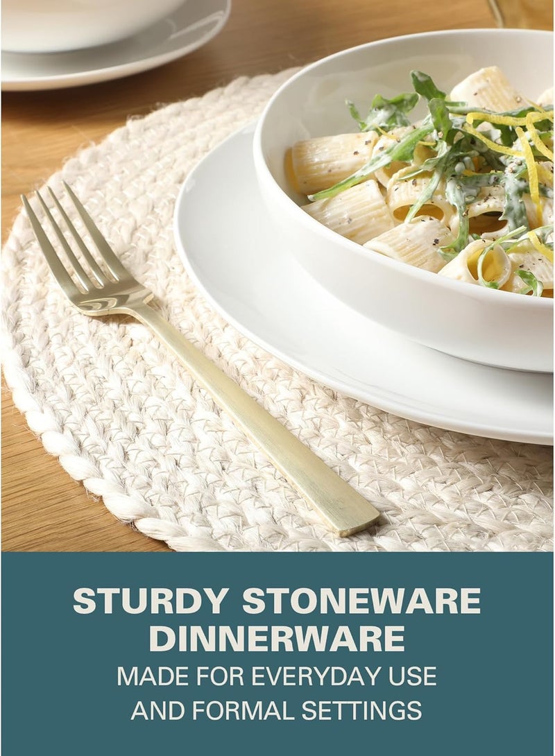 Gibson Home Lindendale 16 Piece Porcelain Ceramic Plates and Bowls Dishes Scratch and Chip Resistant Service for 4 Dinnerware Set  White - Image 4