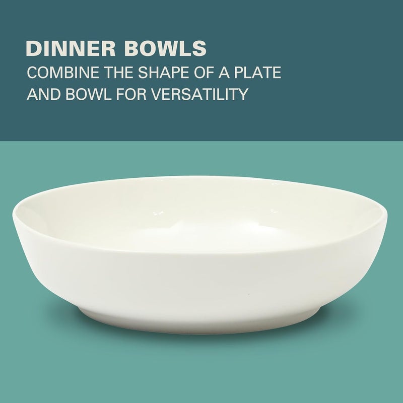 Gibson Home Lindendale 16 Piece Porcelain Ceramic Plates and Bowls Dishes Scratch and Chip Resistant Service for 4 Dinnerware Set  White - Image 5