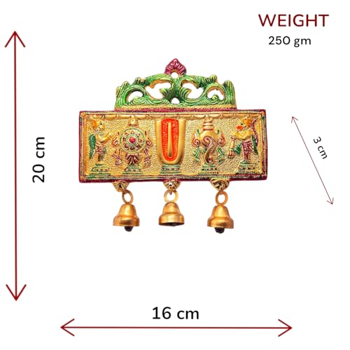 KridayKraft Wall Hanging Tirupati Balaji Symbol Shankh Chakra Tilak with Hanuman ji and garud Statue Gold Plating Antique Decorative for Home & Office Table Showpiece Figurines - Image 2