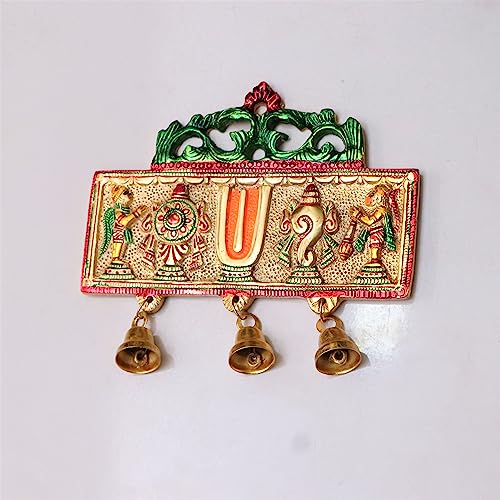 KridayKraft Wall Hanging Tirupati Balaji Symbol Shankh Chakra Tilak with Hanuman ji and garud Statue Gold Plating Antique Decorative for Home & Office Table Showpiece Figurines - Image 3