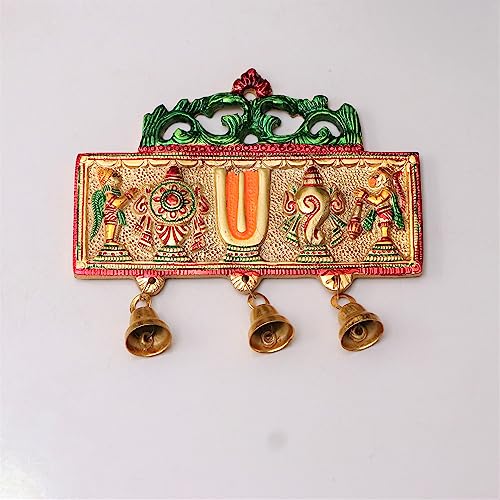 KridayKraft Wall Hanging Tirupati Balaji Symbol Shankh Chakra Tilak with Hanuman ji and garud Statue Gold Plating Antique Decorative for Home & Office Table Showpiece Figurines - Image 1