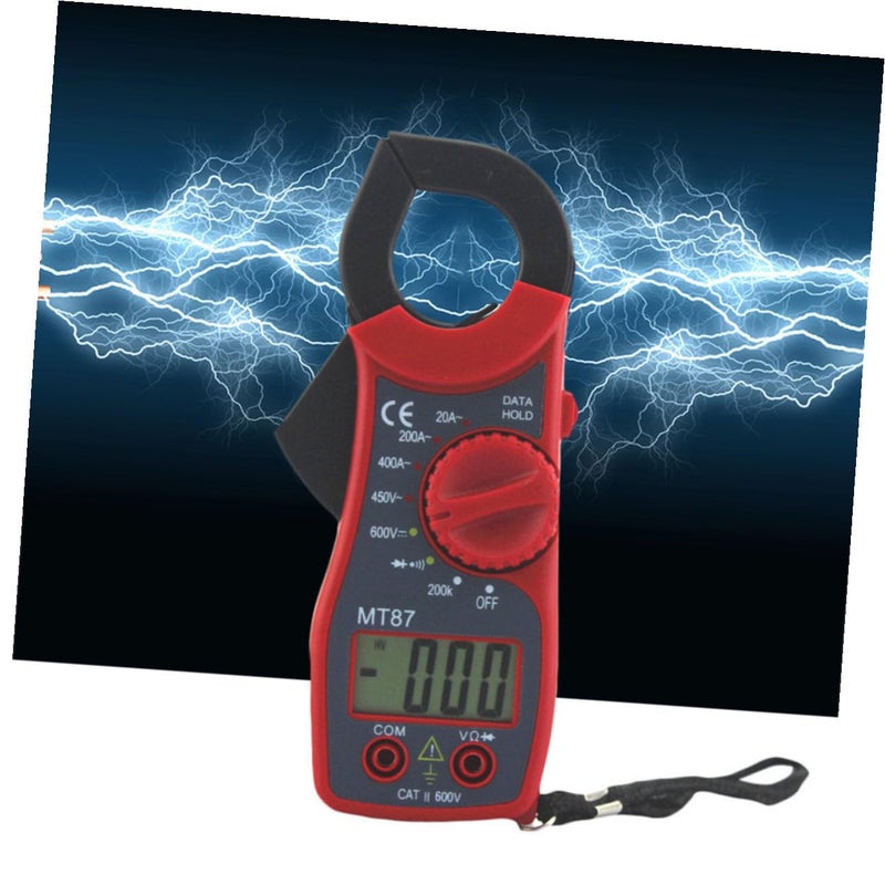 ملتيمتر كماشة رقمي أحمر مع شاشة LCD لحفظ البيانات لاختبار الجهد AC DC للمنزل والمصنع والمدرسة - Image 4
