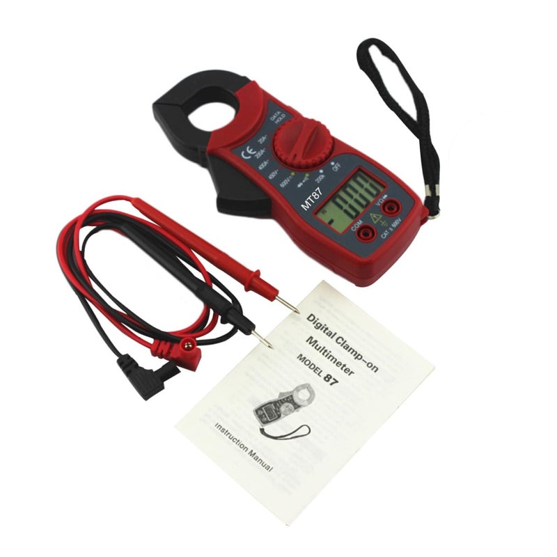 ملتيمتر كماشة رقمي أحمر مع شاشة LCD لحفظ البيانات لاختبار الجهد AC DC للمنزل والمصنع والمدرسة - Image 3