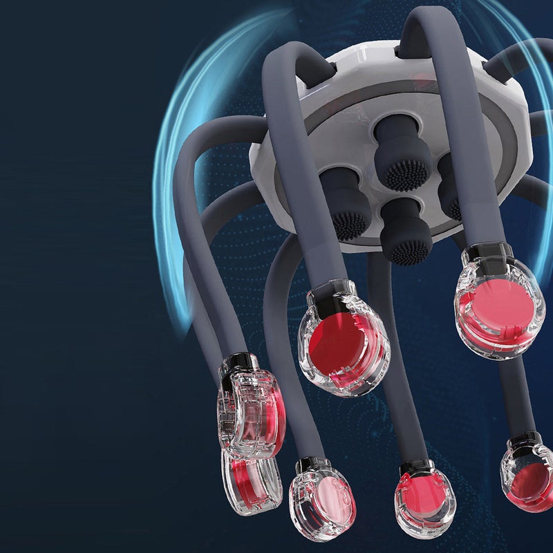 مآلِك رأس كهربائي قابل لإعادة الشحن عبر USB - جهاز تدليك فروة الرأس الذكي - مآلِك مريح بخدمة البلوتوث لالتقليل من التوتر و تحسين جودة النوم - Image 5