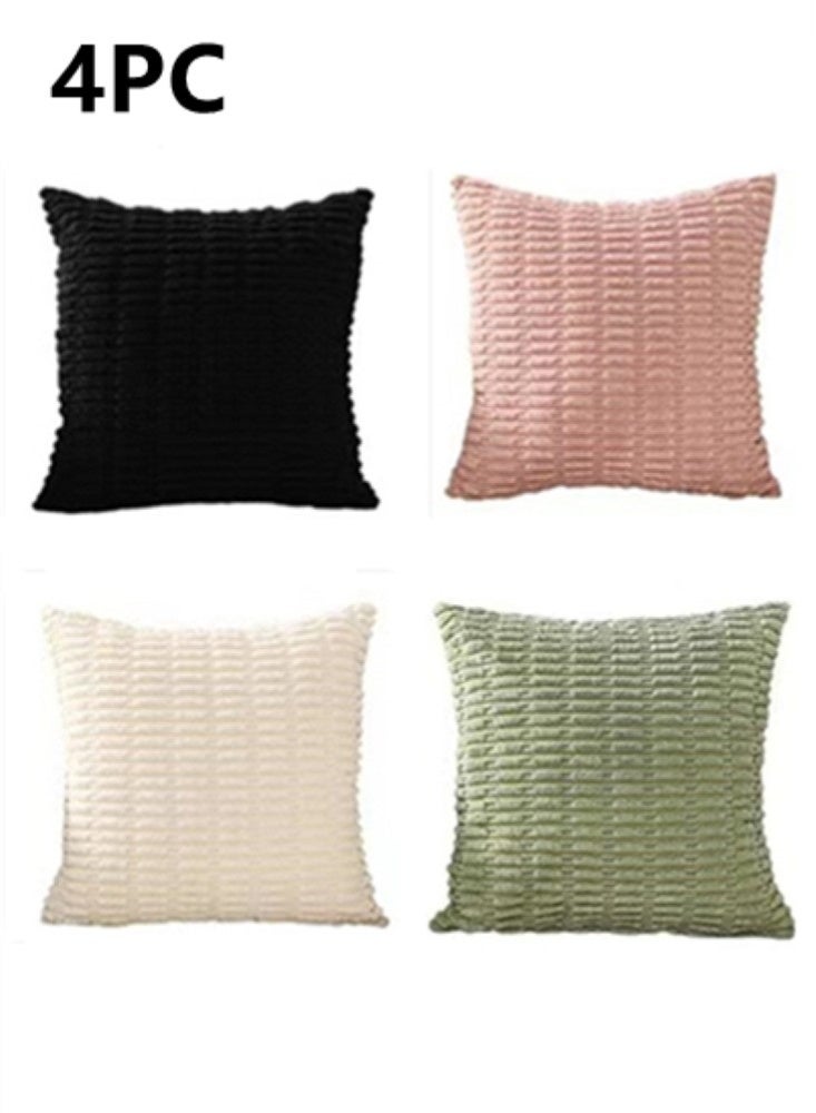 Kutis 4-Piece Home Decorative Pillow Covers Striped Corduroy Throw Pillow Cover Multicolor 45x45 Centimeter  - Image 1