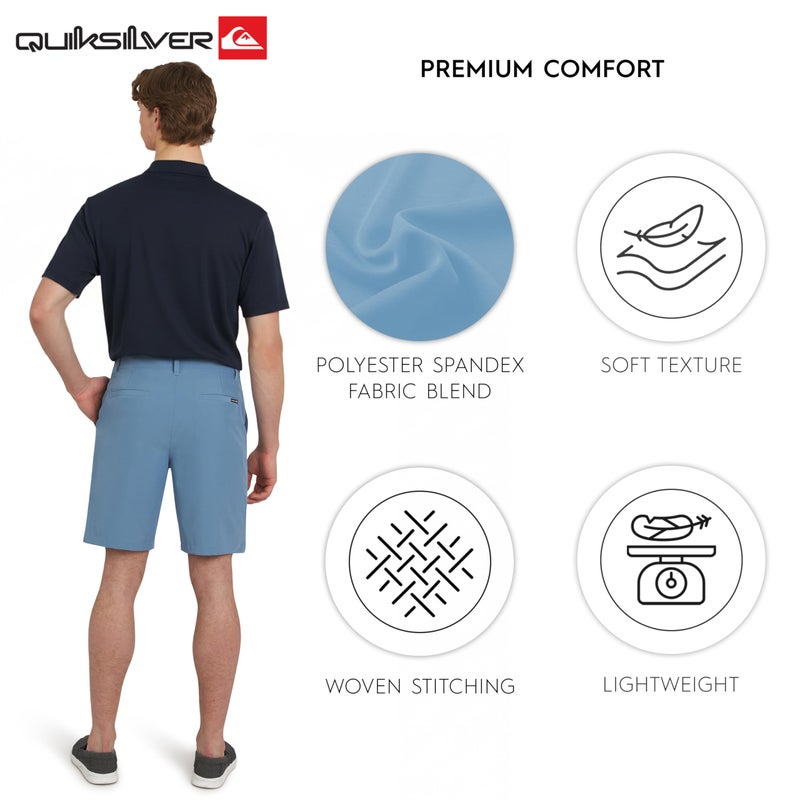 QUIKSILVER شورتات كويك سيلفر للرجال بتصميم عادي وحزام ثابت مقاومة للماء، تصميم سادة - ظل أزرق، 40 - Image 4