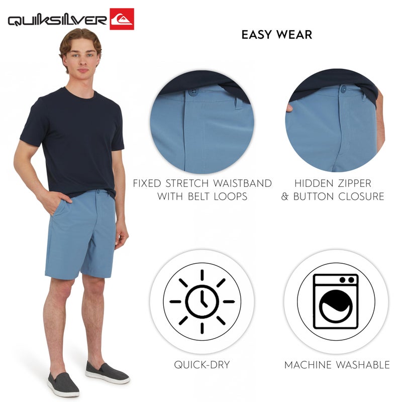 QUIKSILVER شورتات كويك سيلفر للرجال بتصميم عادي وحزام ثابت مقاومة للماء، تصميم سادة - ظل أزرق، 40 - Image 5