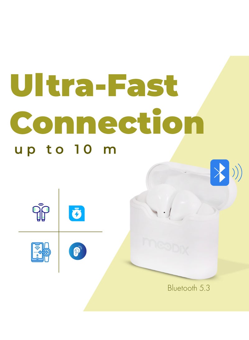 موديكس سماعات بلوتوث Moodix KI23KT03 مع تحكم ذكي باللمس، أبيض - Image 3