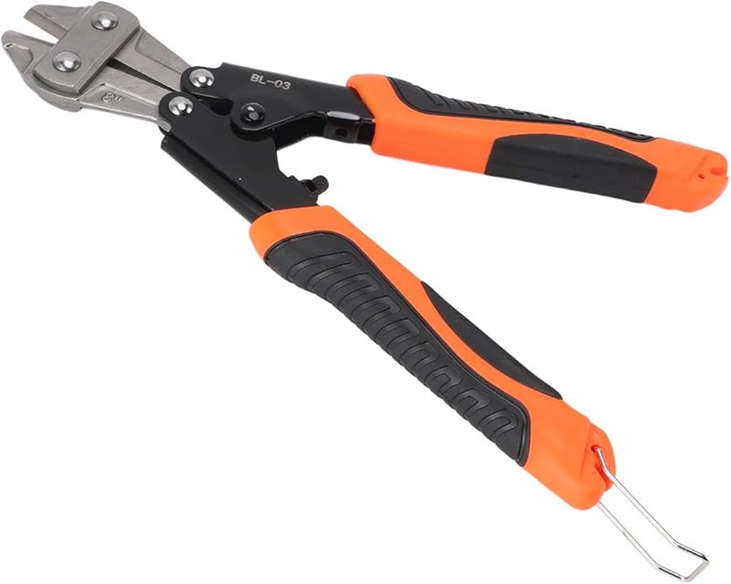 8 Inch Mini Bolt Cutter Heavy Duty Spring Loaded Wire Cutter Anti Slip Handle Steel Cable Stripper - Image 2