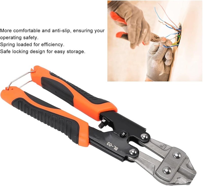 8 Inch Mini Bolt Cutter Heavy Duty Spring Loaded Wire Cutter Anti Slip Handle Steel Cable Stripper - Image 4