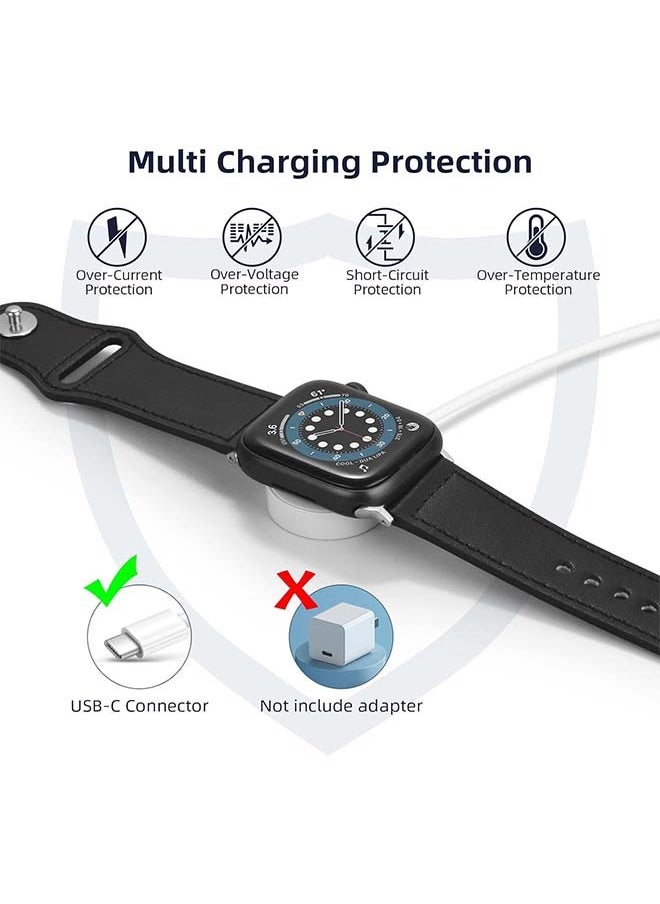 ماركة غير محددة جهاز شحن سريع مغناطيسي لساعة آبل بوصلة USB-C (1 متر / قابل للحمل)، الشحن اللاسلكي المغناطيسي متوافق مع سلسلة ساعات آبل ووتش 8/7/6/SE/5/4/3/2/1، لون أبيض  - Image 2