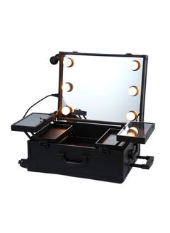 MAYLAN Makeup Cosmetic Train Case With Mirror And Lights, Black  - Image 1