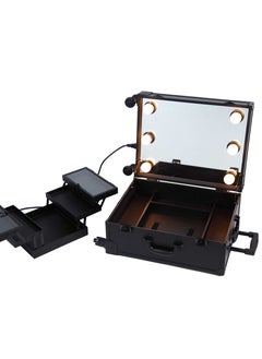 MAYLAN Makeup Cosmetic Train Case With Mirror And Lights, Black  - Image 2
