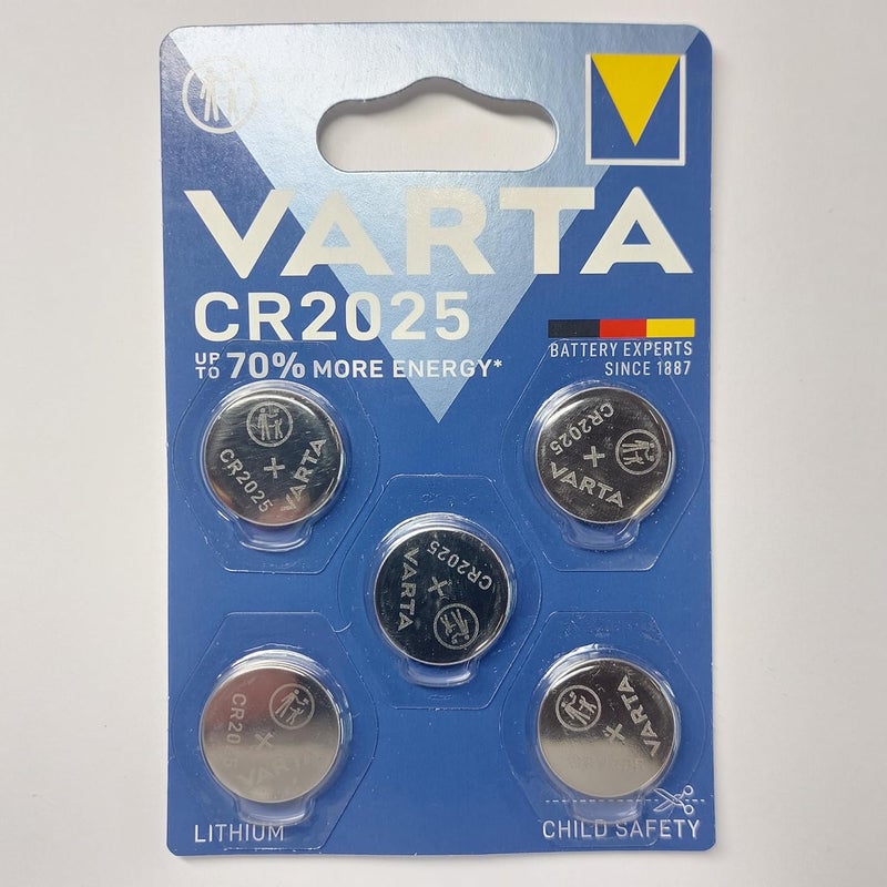 فارتا CR 2025، 6025101415 بطارية ليثيوم زرية، مسطحة، متخصصة، 3 فولت، قطر 20 مم، ارتفاع 2.5 مم، عبوة من 5 بطاريات - Image 2