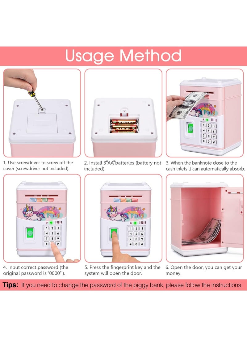 Unicorn-shaped electronic piggy bank for children, cartoon design, with password, fingerprint, and music. A great gift toy for kids. - Image 4