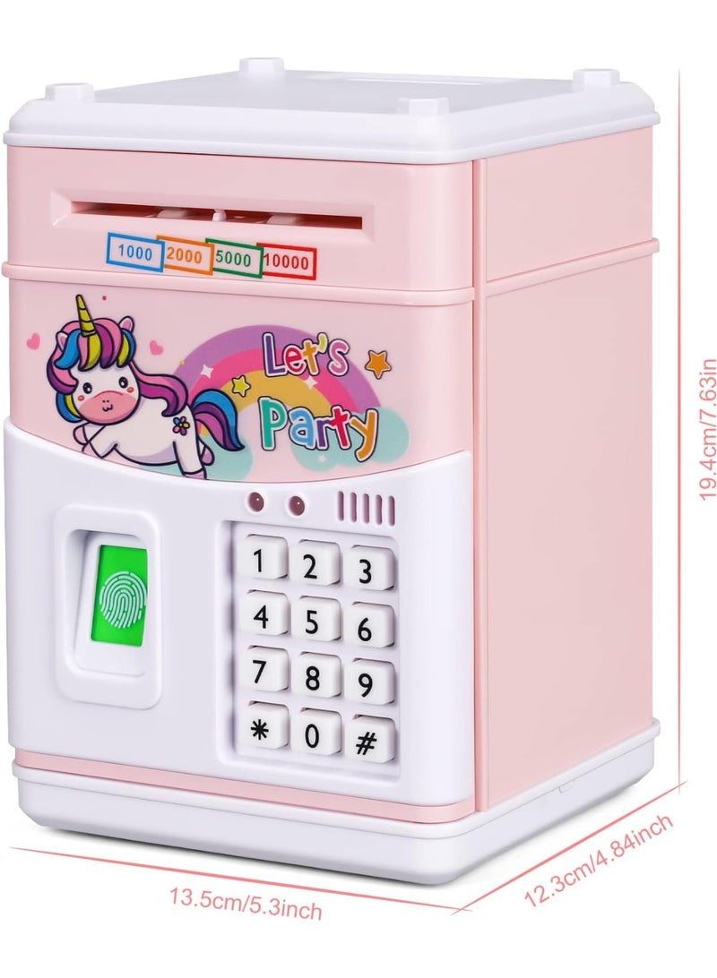 Unicorn-shaped electronic piggy bank for children, cartoon design, with password, fingerprint, and music. A great gift toy for kids. - Image 1