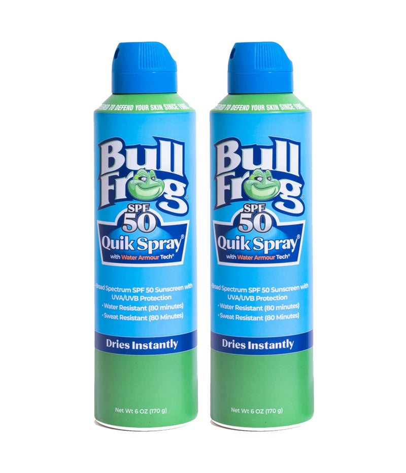 Bullfrog Quik Spray Sunscreen SPF 50 | Oxybenzone & Octinoxate Free | Broad Spectrum Moisturizing UVA/UVB, 2 pack - Image 1