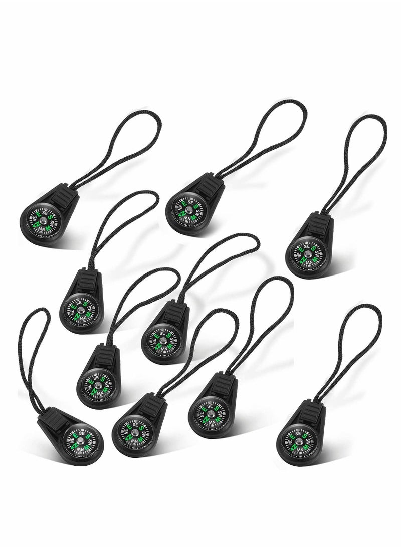 Generic Mini Survival Compass, 10 Pcs Pocket Compass with Chain Outdoor Camping Hiking Liquid Filled Mini Compass Keychains - Image 1