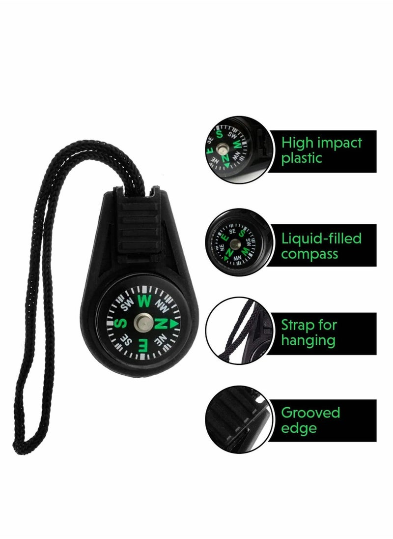 Generic Mini Survival Compass, 10 Pcs Pocket Compass with Chain Outdoor Camping Hiking Liquid Filled Mini Compass Keychains - Image 2