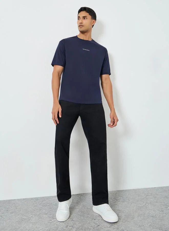 Styli Men Oversized Minimal Print Jersey T-Shirt