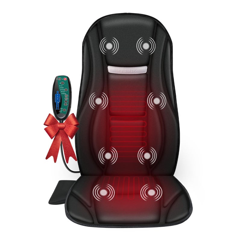 Snailax Vibration Back Massager with Heat, Seat Massager with 8 Vibrating Motors & 5 Modes, Chair Massager Cushion, Massage Pad for Chair, Office, Gifts for Mom - Image 1