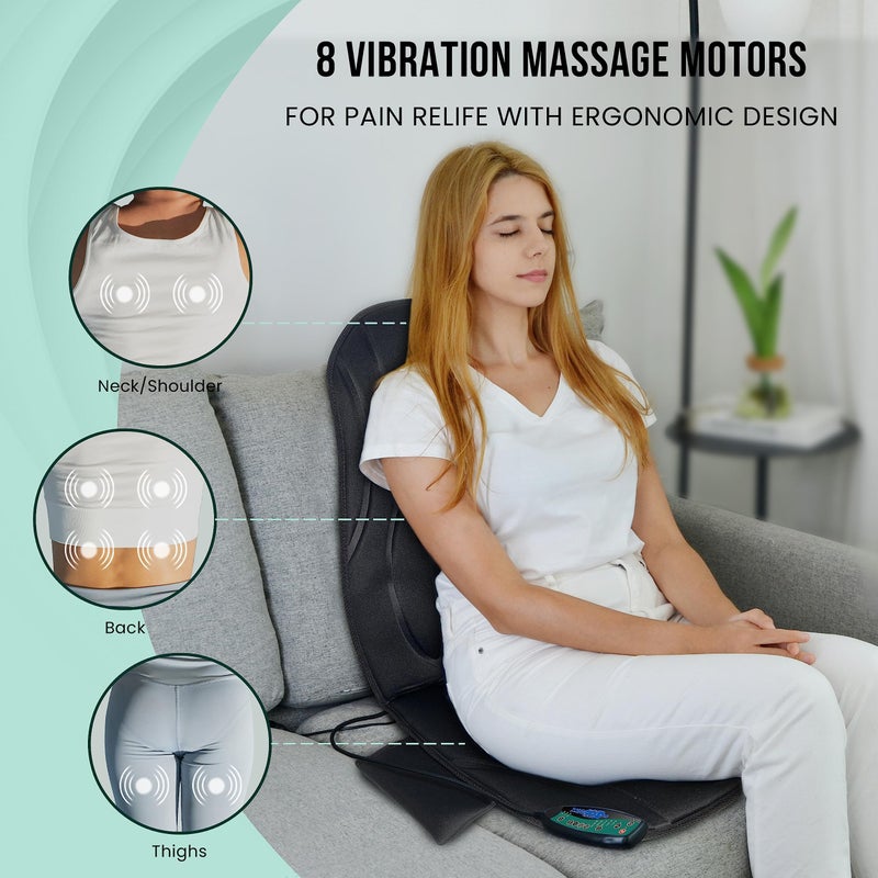Snailax Vibration Back Massager with Heat, Seat Massager with 8 Vibrating Motors & 5 Modes, Chair Massager Cushion, Massage Pad for Chair, Office, Gifts for Mom - Image 2