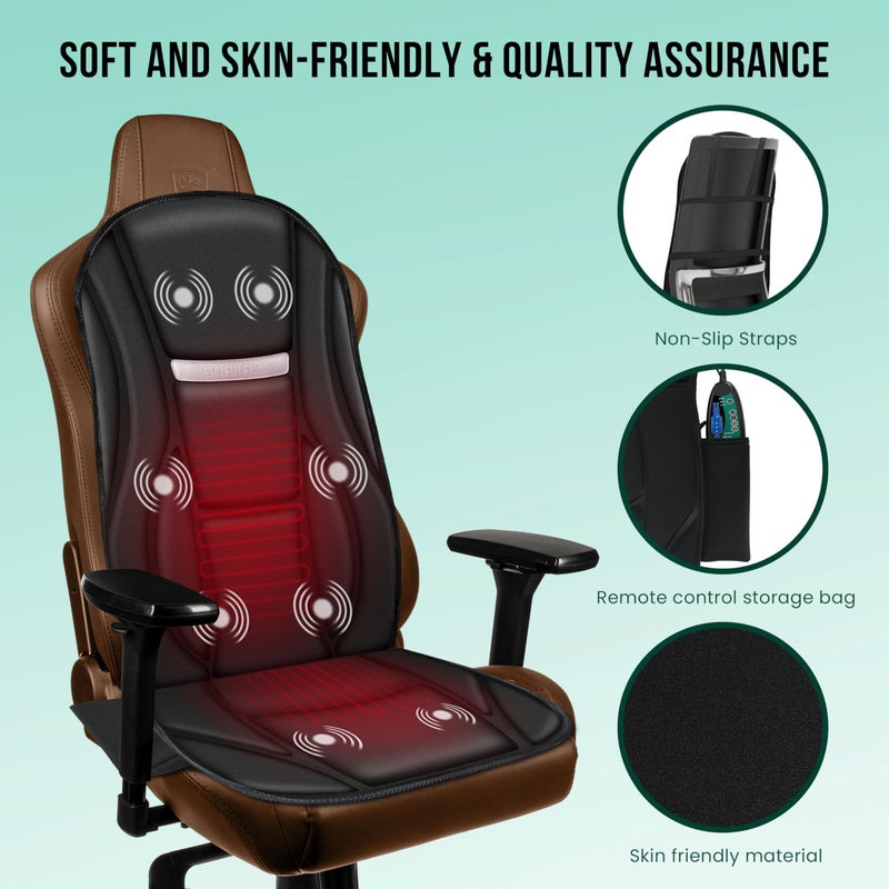 Snailax Vibration Back Massager with Heat, Seat Massager with 8 Vibrating Motors & 5 Modes, Chair Massager Cushion, Massage Pad for Chair, Office, Gifts for Mom - Image 5