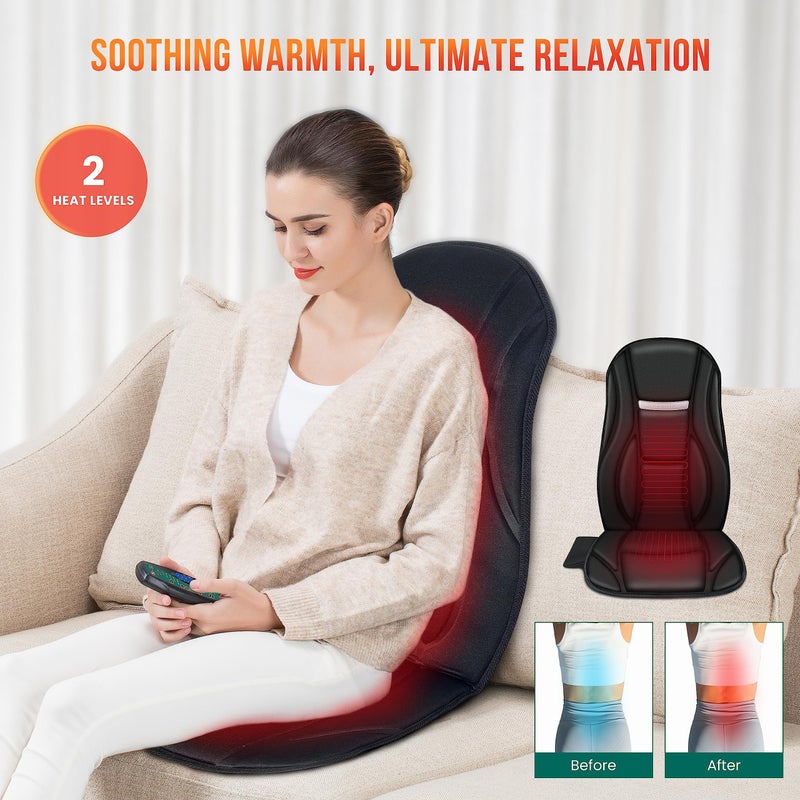 Snailax Vibration Back Massager with Heat, Seat Massager with 8 Vibrating Motors & 5 Modes, Chair Massager Cushion, Massage Pad for Chair, Office, Gifts for Mom - Image 4