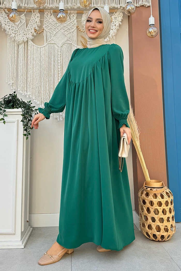 Bym Fashion Bym4 Pleated Dress Emerald  - Image 3