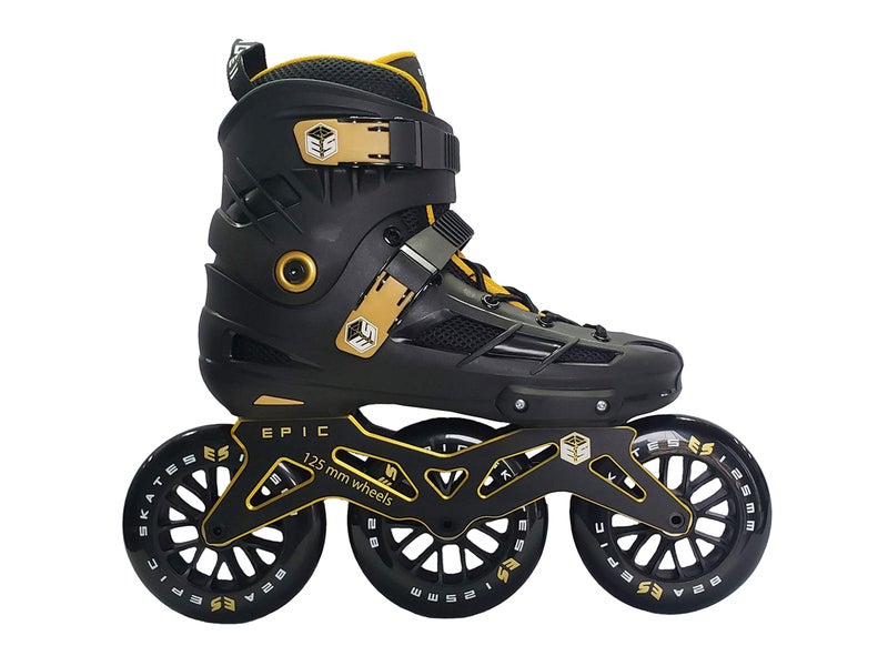 Epic Skates Engage09 125mm Engage 3-Wheel Inline Speed Skates, Black/Gold, Adult 9 - Image 1